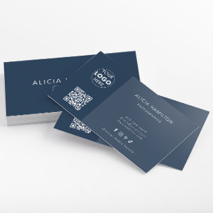 Bold Blue   Moderne Visitenkarte   QR-Code und Log