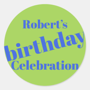 Bold Blue on Lime Green Geburtstagsparty Runder Aufkleber
