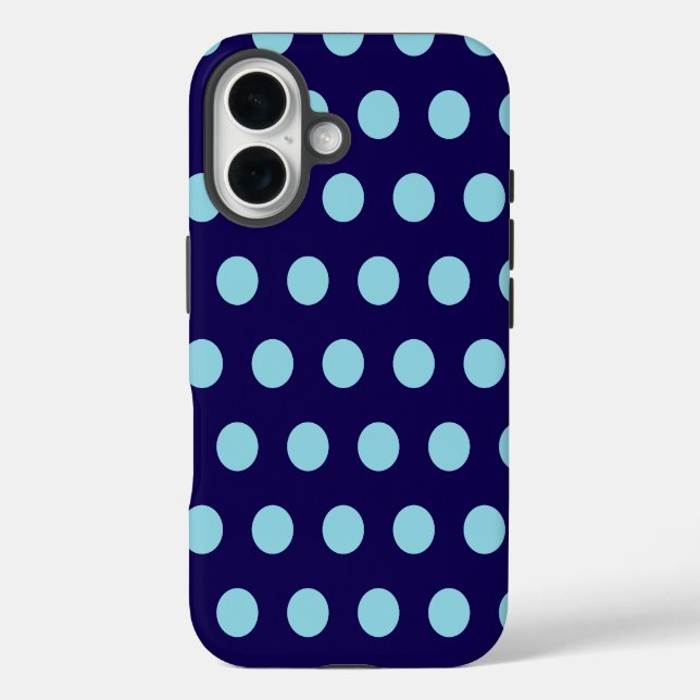 Bold Blue Polka Dots iPhone 16 Hülle (Rückseite)