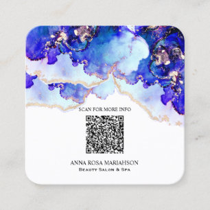 *~* BOLD Blue QR CODE Yummy Gold Gilded AP29 Quadratische Visitenkarte