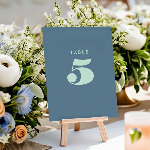 Bold Blue Typografy Tischnummer Card