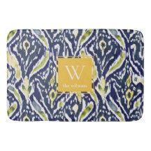 Bold Blue Yellow Abstrakt Classy Ikat Monogram