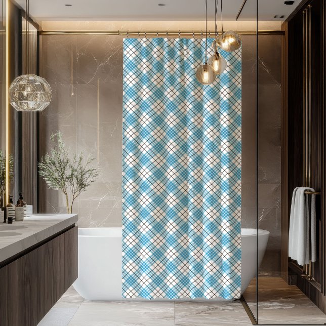 Bold Blue & Yellow Plaid Shower Curtain Gift Man Duschvorhang (Bold Blue & Yellow Plaid Shower Curtain Gift for Him)