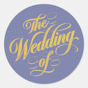Bold Blueberry on Sunshine Typografy Wedding Runder Aufkleber