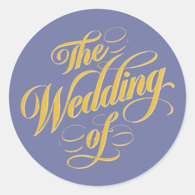 Bold Blueberry on Sunshine Typografy Wedding Runder Aufkleber (Vorderseite)