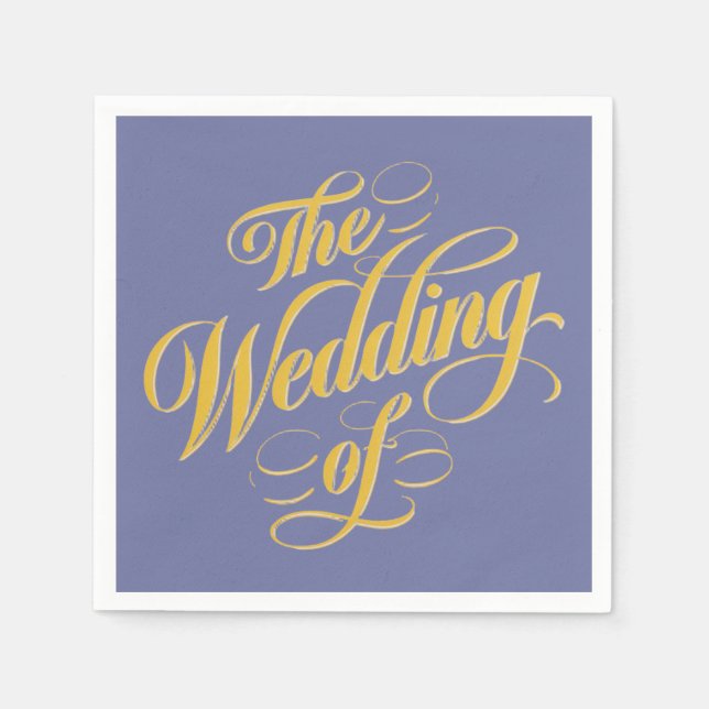Bold Blueberry on Sunshine Typografy Wedding Serviette (Vorderseite)