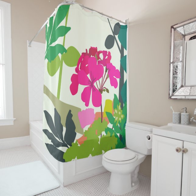 Bold blühende Geraniums Florist Moderne Duschvorhang (Beispiel)