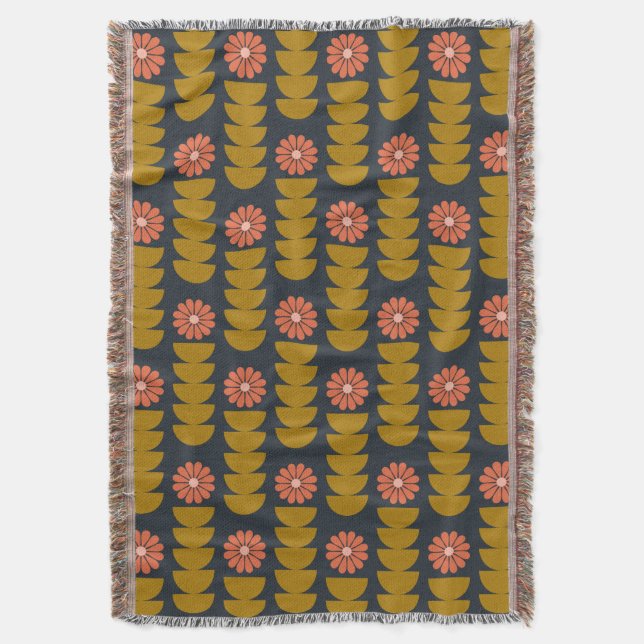 Bold Boho Botanical Geometric Blue Gold  Decke (Vorderseite Vertikal)