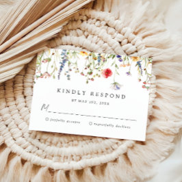 Bold Boho Wildflower Wedding RSVP Card