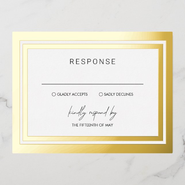 Bold Border Modern Wedding RSVP Folie Einladungspostkarte (Vorderseite)