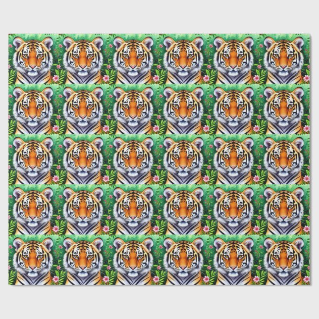 Bold Botanical Tiger cub  Geschenkpapier (Flach)