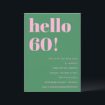 Bold Bright Modern Retro Pink Green 60th Birthday Einladung<br><div class="desc">This modern birthday invitation in pink and green pairs bold, playful typography with a fresh, retro-inspired color combination for a statement-making look. The clean layout highlights the milestone age while keeping the overall design fun, stylish, and easy to read. Ideal for 60th birthdays and other adult celebrations, from casual gatherings...</div>