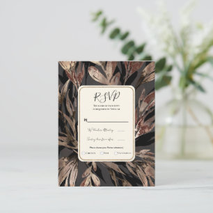 Bold Bronzy Floral Botanical Chic Wedding RSVP Einladung