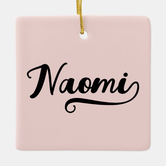 Bold Brush Script Herzblush-Foto Keramikornament (Vorderseite)