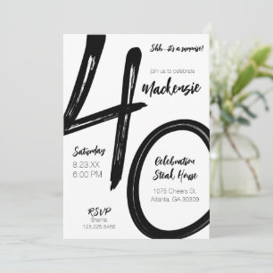 Bold Brush Stroke 40. Geburtstag Überraschung Part Einladung