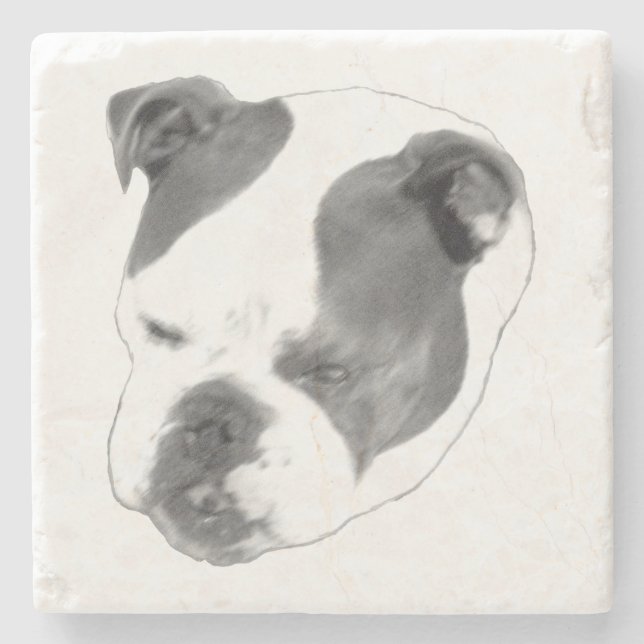 Bold bulldog portrait in high contrast steinuntersetzer (Vorderseite)