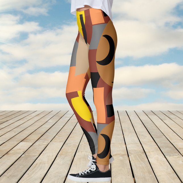 Bold Burnt Umber Abstraktes Muster Leggings (Bold Burnt Umber Colorful Abstract Pattern Leggings)