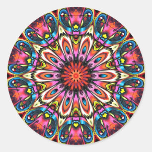 Bold Buzz Kaleidoscope Mandala Runder Aufkleber
