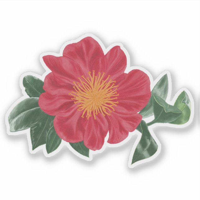 Bold Camellia Blossom avec Sticker Feuille (Devant)