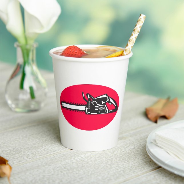 Bold Chainsaw Lumberjack Logging Tool Pappbecher (Von Creator hochgeladen)