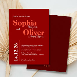 Bold Cherry Red Minimalistisch Wedding Einladung