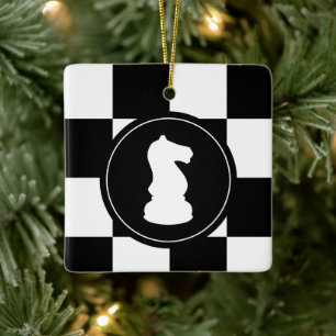 Bold Chessboard Schach Knight Weihnachten Keramikornament