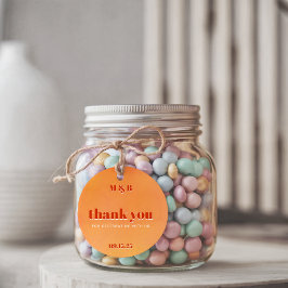 Bold Chic Orange Sunset Monogram Thank You Wedding Geschenkanhänger