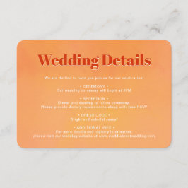 Bold Chic Orange Sunset Monogram Wedding Details Begleitkarte