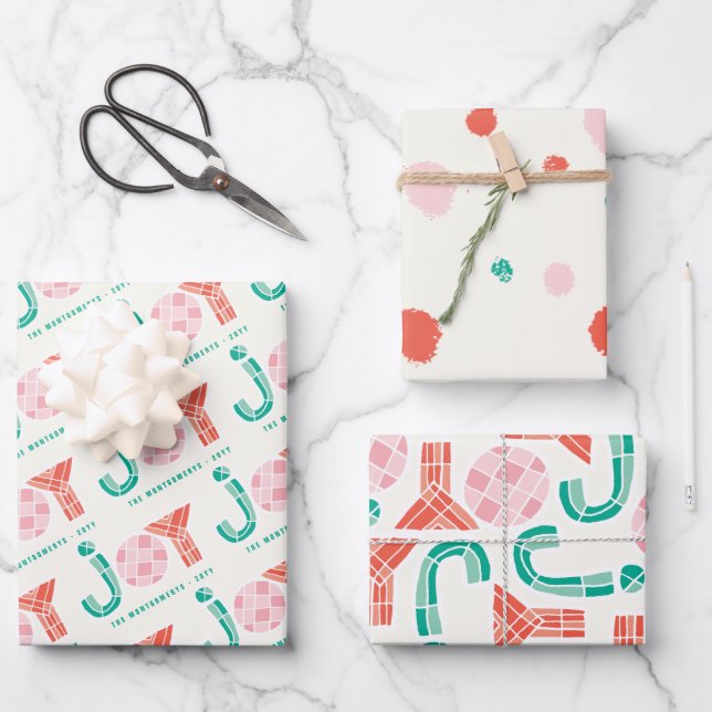 Bold Chunky Geometric Joy Colorful Dots Modern Geschenkpapier Set (Vorderseite)