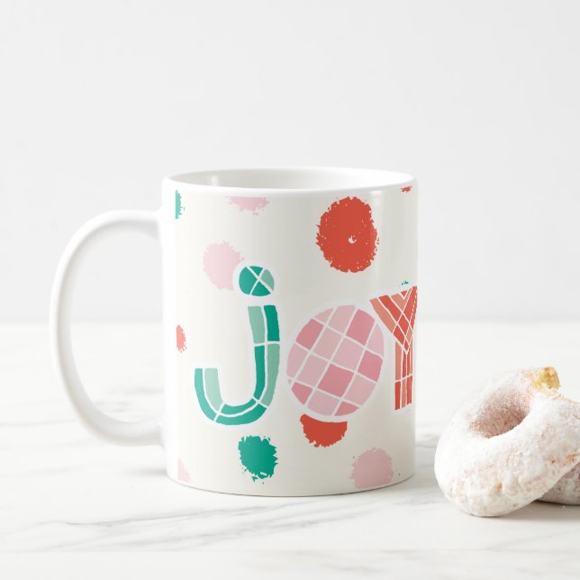 Bold Chunky Geometric Joy Colorful Dots Modern Kaffeetasse (Mit Donut)