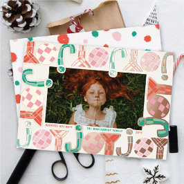 Bold Chunky Geometric Joy Colorful Modern Foto Folien Feiertagskarte