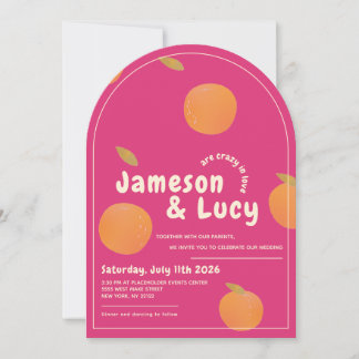 Bold, colorful citrus wedding invitation