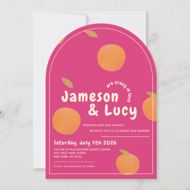 Bold, colorful citrus wedding invitation einladung (Vorderseite)