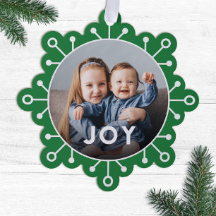 Bold Colorful Snowflake Joy Foto Weihnachten Ornament Karte