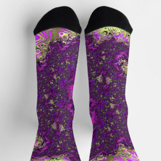 Bold Colorful Trippy Groovy Funky Fraktal Art Socken