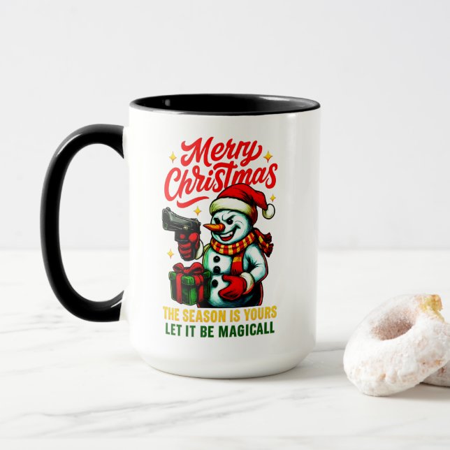 Bold Combo Mug Gangster Snowman unique Christmas  Tasse (Mit Donut)