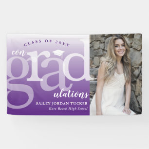Bold ConGRADulationen Lila Ombre Foto Abschluss Banner