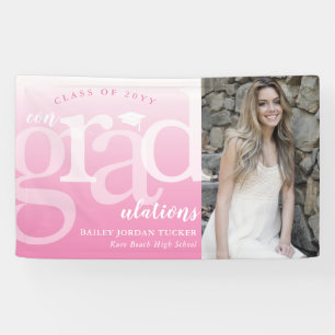 Bold ConGRADulationen Pink Ombre Foto Abschluss Banner