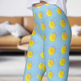 Bold Cornflower Blue Honey Harvest Pattern Leggings