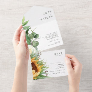 Bold Country Sonnenblume   Versiegeln und Senden All In One Einladung
