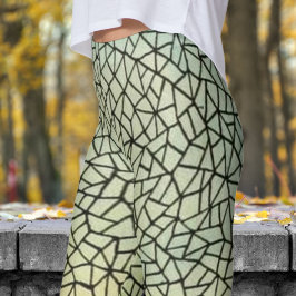Bold Cubism Style Print Leggings