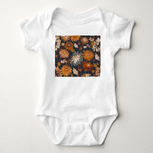 Bold Dahlia Chrysanthemum Chinese Pattern Baby Strampler