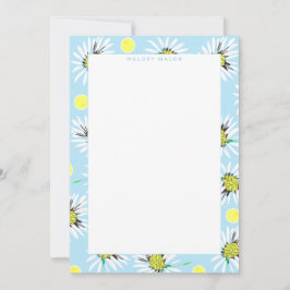 Bold Daisies Pastel Blue Yellow Individuelle Name Mitteilungskarte
