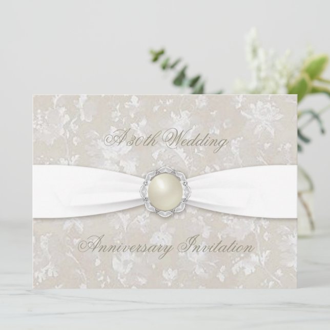 Bold Damask 30. Hochzeitstag Einladung (Stehend Vorderseite)