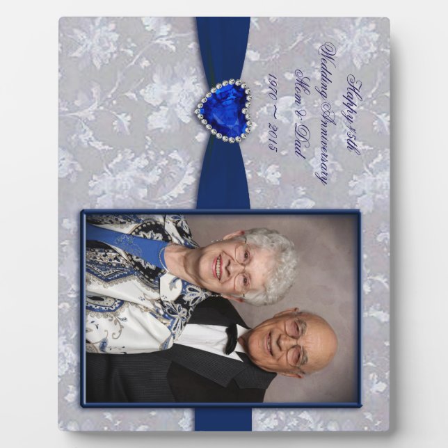 Bold Damask 45. Hochzeitstag Foto Plaque Fotoplatte (Vorderseite)