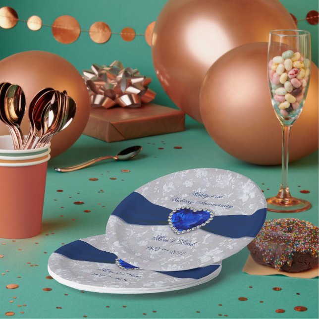 Bold Damask 45. Hochzeitstag Teller (Multi)