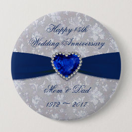 Bold Damask 45. Wedding Anniversary Magnet Button