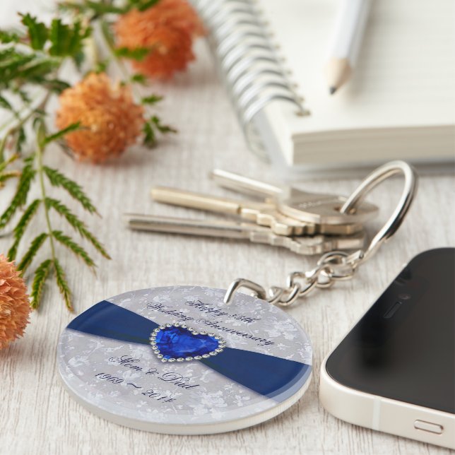 Bold Damask 45th Wedding Anniversary Key Chain (Devant Droit)