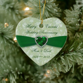 Bold Damask 55-jähriges Heart Foto Ornament