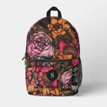 Bold Dark Vintag Florals Magenta Monogram